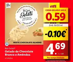 Lidl Bon Gelati Gelado de Chocolate Branco e Amêndoa promoção