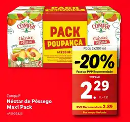 Lidl Compal Néctar de Pêssego Maxi Pack promoção