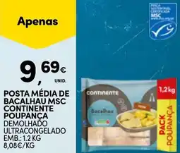 Continente Posta média de bacalhau msc continente poupança demolhado ultracongelado promoção