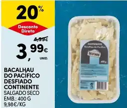 Continente Bacalhau do pacífico desfiado continente salgado seco promoção