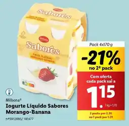 Lidl Milbona - iogurte liquido sabores morango-banana promoção