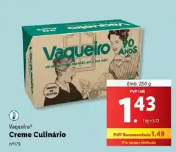 Lidl Vaqueiro - creme culinário promoção