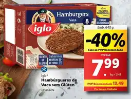 Lidl Iglo - hamburgues de vaca sem gluten promoção