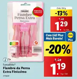 Lidl Fumadinho - fiambre da perna extra finissimo promoção