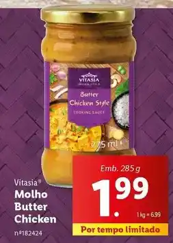 Lidl Vitasia - molho butter chicken promoção
