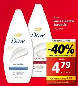Lidl Dove - gel de banho essential promoção