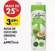Pingo Doce Origens - água de coco bio promoção