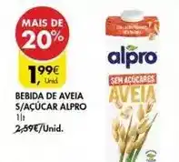Pingo Doce Alpro - bebida de aveia s/açúcar promoção