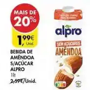 Pingo Doce Alpro - bebida de amêndoa s/açúcar promoção