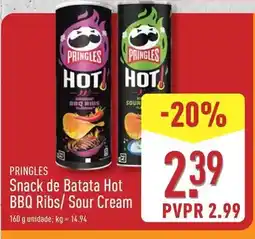ALDI Pringles - snack de batata hot bbq ribs/ sour cream promoção