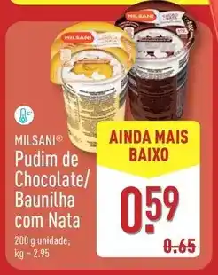 ALDI Milsani - pudim de chocolate promoção