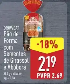 ALDI Oroweat - pão de forma com sementes de girassol e abobora promoção