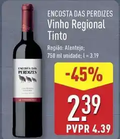 ALDI Encosta das perdizes - vinho regional tinto promoção