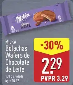 ALDI Milka - bolachas wafers de chocolate de leite promoção
