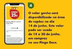 Pingo Doce Valor - o ganho sera disponibillizado na area de cupoes no dia promoção