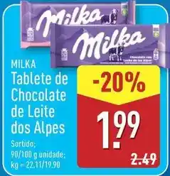 ALDI Milka - tablete de chocolate de leite dos alpes promoção