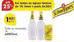 Pingo Doce Schweppes - em todas as aguas tónicas de 1lt promoção