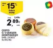 Continente Montiqueijo - cesto c/3 queijos promoção