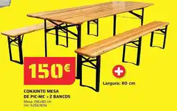 Bricomarché Conjunto mesa de pic-nic + 2 bancos promoção