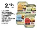Continente Continente - lasanha bolonhesa/ atum/vegetais/espinafres e ricotta/ frango/queijo promoção