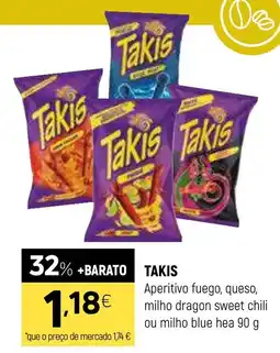 Coviran TAKIS Aperitivo fuego, queso, milho dragon sweet chili ou milho blue hea promoção