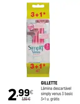 Coviran GILLETTE Lâmina descartável simply venus 3 basic promoção