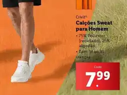 Lidl Crivit - calcoes sweat para homem promoção