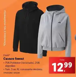 Lidl Crivit - casaco sweat promoção