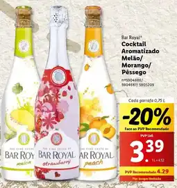 Lidl Bar royal - cocktail aromatizado melão/ morango/pássego promoção