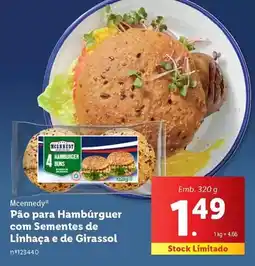 Lidl Mcennedy - pão para hambúrguer com sementes de linhaca e de girassol promoção
