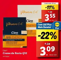 Lidl Cien - creme de rosto q10 promoção