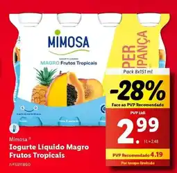 Lidl Mimosa - iogurte liquido magro frutos tropicais promoção