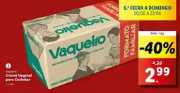 Lidl Vaqueiro - creme vegetal para corinhar promoção