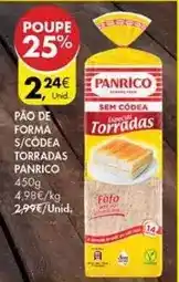 Pingo Doce Panrico - pao de forma s/ codea torradas promoção