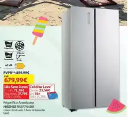 Auchan Frigorifico Americano HISENSE RS677N4BIE promoção