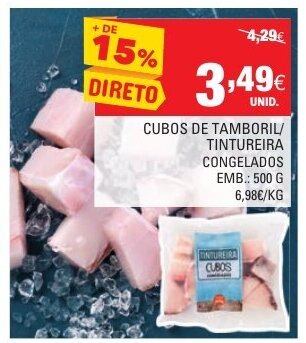 Continente Cubos de Tamboril/ Tintureira Congelados 500g promoção