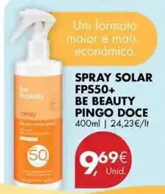 Pingo Doce Pingo doce - spray solar fps50+ be beauty promoção