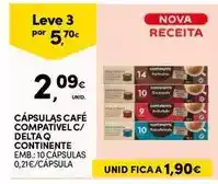 Continente Continente - cápsulas café compativel c/ delta q promoção