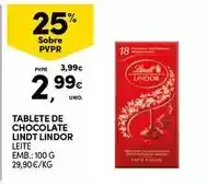 Continente Lindt - tablete de chocolate lindor leite emb. 100 g promoção