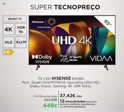 El Corte Inglés TV LED HISENSE 65A6N promoção