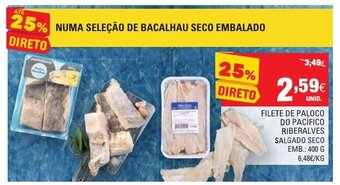 Continente Filete Paloco do Pacífico Riberalves Salgado Seco 400g promoção