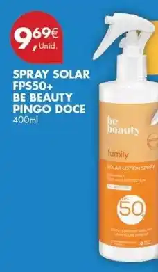 Pingo Doce Be beauty - spray solar fps50+ promoção