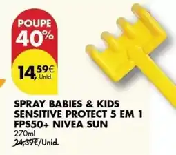 Pingo Doce Nivea sun - spray babies & kids sensitive protect 5 em 1 fps50+ promoção