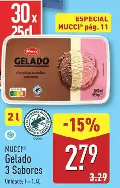 ALDI Mucci - gelado 3 sabores promoção