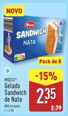 ALDI Mucci - gelado sandwich de nata promoção