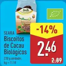 ALDI Seara - biscoitos de cacau biologicos promoção