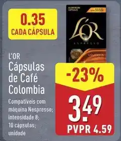 ALDI L'or - capsulas de cafe colombia promoção