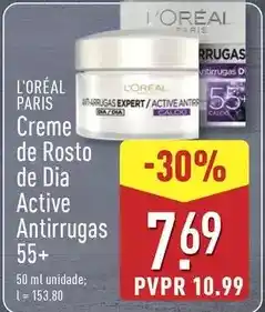 ALDI L'oréal - creme de rosto de dia active antirrugas promoção