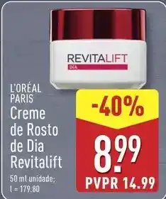 ALDI L'oréal - creme de rosto de dia revitalift promoção