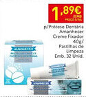 Recheio p/Prótese Dentária Amanhecer Creme Fixador / Pastilhas de Limpeza promoção